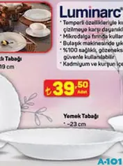 LUMİNARC YEMEK TABAĞI 23 CM